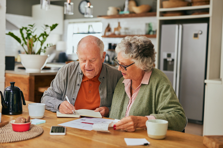 A couple reviewing their income tax.