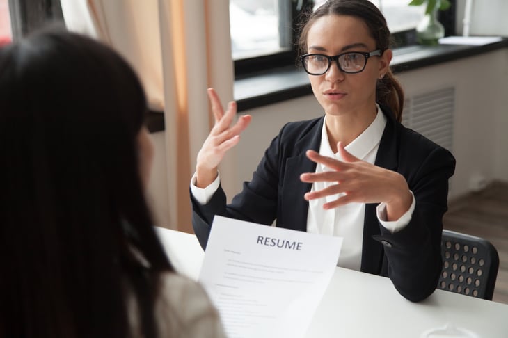 Young woman in job interview